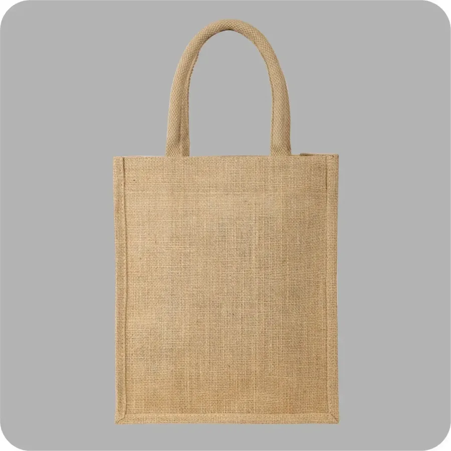 Jute tote, 10 × 12 × 5, cord handles (JTE-68)