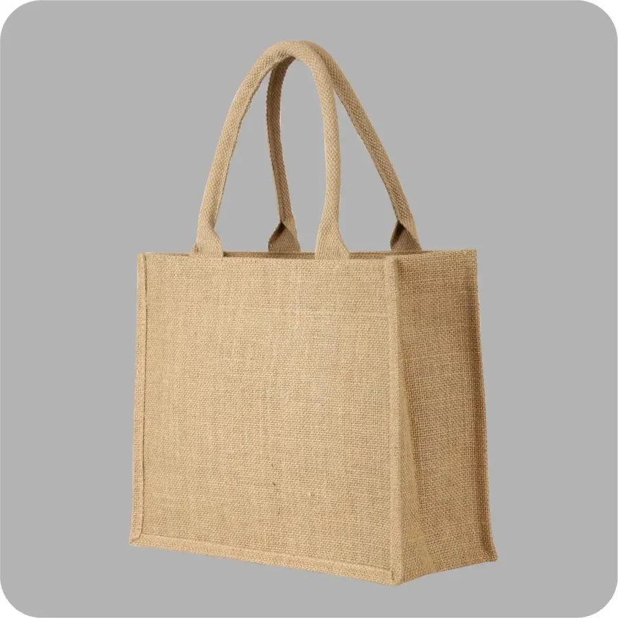 Jute shopper, 14 × 12 × 5, cord handles (JTE-69)