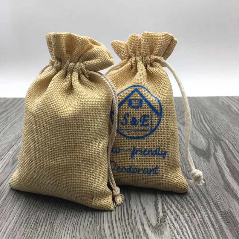 Jute drawstring pouch, printed (PCH-01)