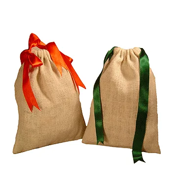 Jute gift bags, ribbon tie (PCH-09)