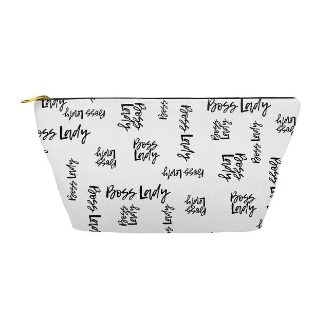 Cotton zip pouch, text print (PCH-10)