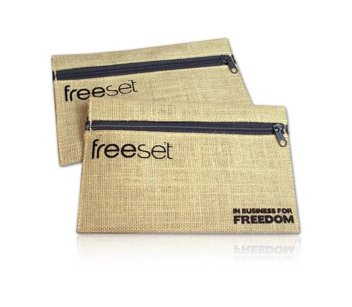 Jute zip pouches, printed, set (PCH-12)