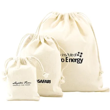 Cotton drawstring pouches, three sizes (PCH-16)