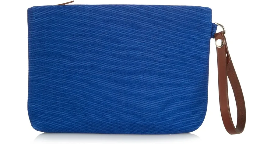 Canvas clutch pouch, blue, wrist strap (PCH-18)