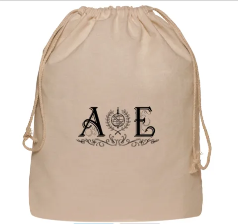 Cotton drawstring bag, large, printed (PCH-34)